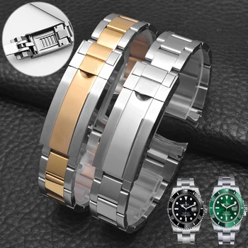 Izle Bilezik Rolex SUBMARİNER DAYTONA SUP GMT Erkekler İnce Ayar Çekme Düğmesi Toka Band 20mm Paslanmaz Çelik saat kayışı Zincir