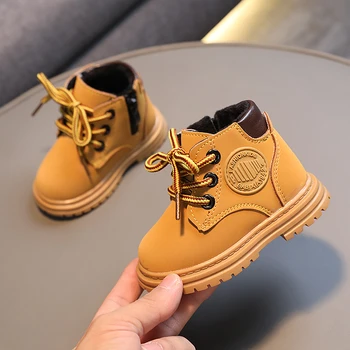 İlkbahar ve Sonbahar Yeni Kore Tarzı Küçük Erkek ve Kız yarım çizmeler 1-2 İla 3y Yumuşak Tabanlı bebek ayakkabısı kaymaz Retro Klasik