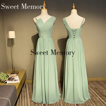 J0100 Custom Made Uzun Şifon Yeşil Gelinlik Modelleri Kat Uzunluk Balo Mezuniyet Elbise Düğün Parti Elbise Kadın Vestidos