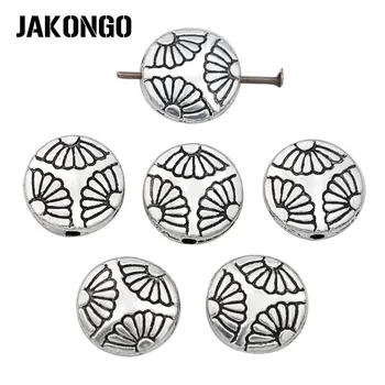 JAKONGO Yuvarlak Top Spacer Boncuk Antik Gümüş Kaplama Gevşek Boncuk Takı Yapımı Bilezik Aksesuarları DIY Bulguları 12 m 10 adet / grup