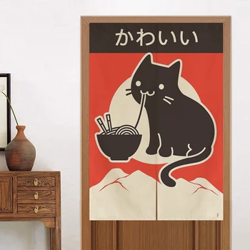 Japon tarzı kumaş perde ev Restoran mutfak kapı Noren şehriye ana kedi bölümü