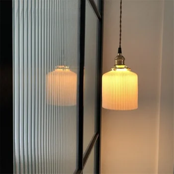 Japon Vintage başucu yatak odası kolye ışıkları Nordic basit seramik Hanglamp çay odası Restoran Bar Cafe mutfak asılı lamba
