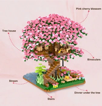 Japon Şehir Mini Arkadaşlar Kiraz Çiçeği Ev MOC fikirleri Sakura Ev Blokları Inari Tapınak Tuğla Modeli Blokları çocuk oyuncakları