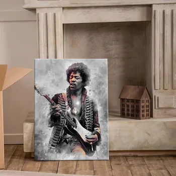Jimi Hendrix Şarkıcı Posteri ve Baskılar Şekil Portre Tuval Boyama Klasik Müzik Çalar Rock Roll Resimleri Çatı