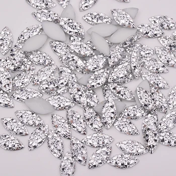 JUNAO 100 adet 7x15mm Gümüş Kristal Rhinestones Aplikler Flatback Kristal Çıkartmalar Olmayan Düzeltme Strass Elmas El Sanatları İçin