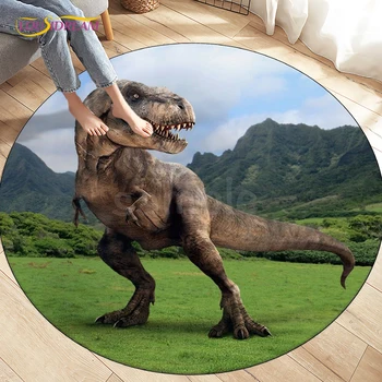 Jurassic Park Karikatür Dinozor Halı Yuvarlak Kilim kaymaz Alan Kilim Oturma Odası Yatak Odası için Ayak Pedi Dekorasyon, çocuk Oyun Paspaslar