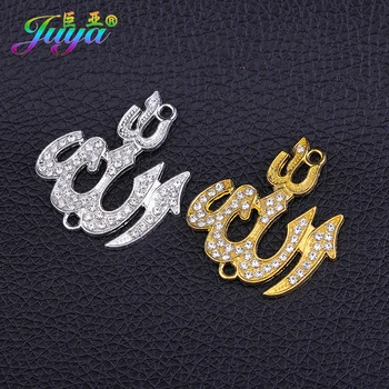 Juya DIY İslam Takı Bulguları Cz Rhinestones Altın / Gümüş Renk Allah Takılar Malzemeleri El Yapımı Müslüman Takı Yapımı