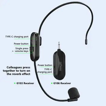 Kablosuz Kulaklık Öğretmenler İçin 2.4 G Kablosuz Mikrofon 165ft Aralığı Çalışma 6-8H Toplantı Hoparlörler Mikrofon ses amplifikatörü