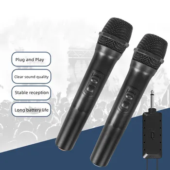 Kablosuz Mikrofon Kayıt Karaoke El Şarj Edilebilir Lityum Pil İle Alıcı Otomatik Frekans 60M Parti Sahne