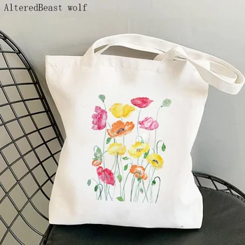 Kadın Alışveriş çantası Sarı Ayçiçeği Baskılı Kawaii Çanta Harajuku Alışveriş Tuval Alışveriş Çantası kız çanta Tote Omuz Bayan Çantası