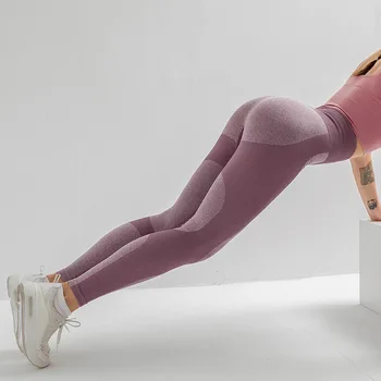 Kadın dikişsiz spor tayt yüksek bel kalça kaldırma vücut geliştirme yoga pantolon kalça sarılma marka tayt yoga giysileri