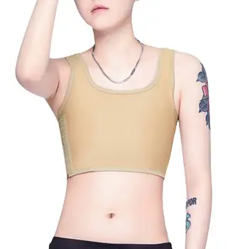 Kadın Erkek Fatma Transseksüel FTM Nefes Kanca Yarım Elastik Bant Renk Göğüs Binder Tank Top