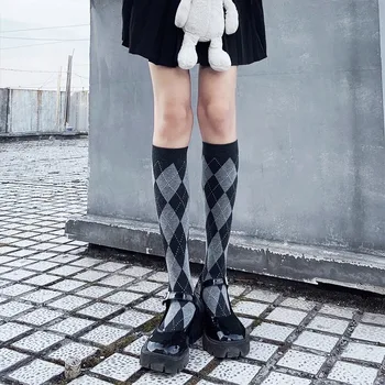 Kadın JK Buzağı Çorap Kawaii Japon Öğrenciler Çorap Sonbahar Kış Lolita Çorap Harajuku Elmas şeklinde Çorap Vintage Çorap
