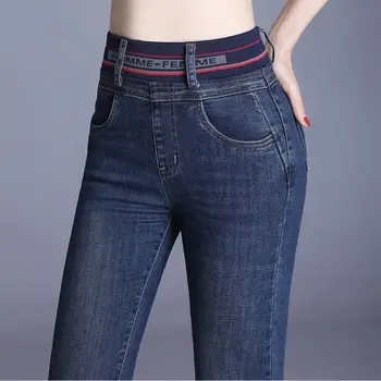 Kadın Kot Pantolon Sonbahar Kış Yüksek Bel Elastik Bel Elastik kadın pantolonları dar pantolon Pantalones Vaqueros Mujer
