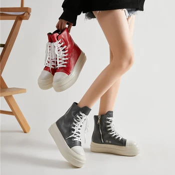 Kadın Platformu Sneakers PU ve Tuval Unisex Laca Up Flats ayakkabı Rahat sevimli ayakkabı Erkekler İçin Artı Boyutu 35-43 Marka Yeni Klasik