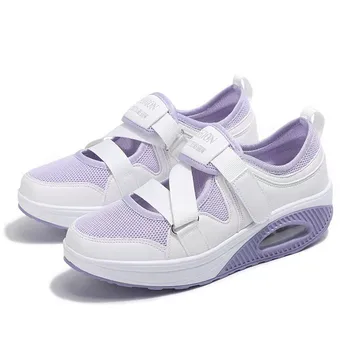 Kadın rahat ayakkabılar 2022 Bahar Moda Düz Renk Örgü Ayakkabı Bayanlar Hafif Nefes Büyük Boy hava yastığı Ayakkabı 35-43