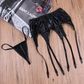 Kadın Siyah Rugan Jartiyer Külot Çorap Tutucu Bantları Askı Seksi İç Çamaşırı Plastik / Metal Klip Jartiyer Kemerler