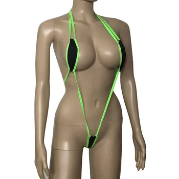 Kadın Tek Parça Sapan Iç Çamaşırı Mini Mikro G-String Tanga Leotard Bikini Monokini Seksi Mayo Trikini Sutyen