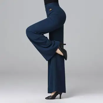 Kadınlar Yeni Bahar Yaz Moda Latin Dans Pantolon Kadın Yeni Düz Renk Dans Geniş bacak Pantolon Bayanlar Yüksek Bel Gevşek Pantolon