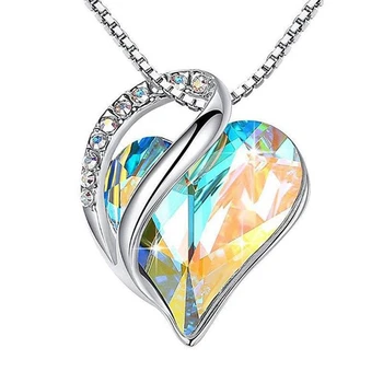 Kalp şeklinde Kristal Kolye Kadınlar için Mücevher Kristal Okyanus Kalp Kolye Düğün Kolye Takı Doğum Günü Partisi yıldönümü hediyesi