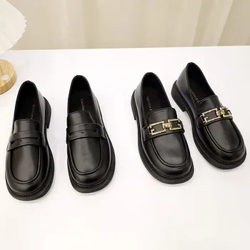 Kalın Alt PU deri ayakkabı kadın Bahar Yeni Tüm Maç Yumuşak Alt Yumuşak Deri Retro Kore İş Loafer'lar Mary Janes Ayakkabı