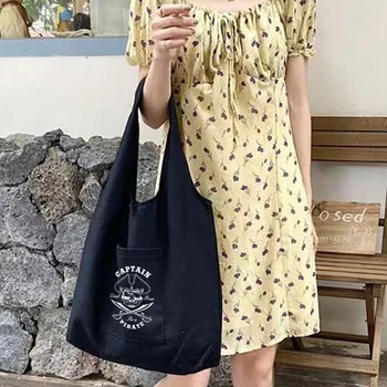 Kanvas Çanta Bayan Alışveriş alışveriş çantası Bakkal Çanta Kafatası Serisi Bez Çanta Taşınabilir Tek kol çantası Çanta Çanta Kadınlar için