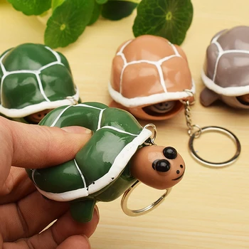 Kaplumbağa Anahtarlık kafa haşhaş Squishy sıkmak oyuncak stres azaltma erkekler için