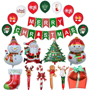 Karikatür Noel Balon Yeniden Kullanılabilir Alüminyum Folyo Balon Noel Baba Kardan Adam Elk Ağacı DIY Noel Yeni Yıl Ev Dekorasyonu Navidad 2022