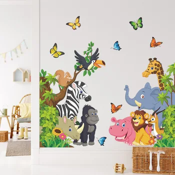 Karikatür Orman Hayvanları Parti çocuk Odası duvar çıkartmaları Dekorasyon Oturma Odası Duvar Kendinden yapışkanlı Duvar Kağıdı Ev Dekor