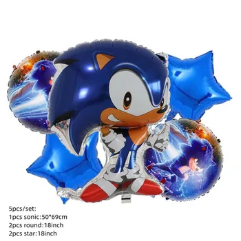 Karikatür Sonic Parti Malzemeleri Çocuk Doğum Günü Süslemeleri Kirpi Tek Kullanımlık Sofra kağıt tabak Bardak Bebek Duş Balonlar