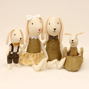 Karikatür Tavşan peluş oyuncaklar Tavşan Aile El Yapımı Peluş Hayvan Sevimli Tavşan Bebek Seti Hediye Tatil Doldurulmuş oyuncaklar Ev Dekorasyon
