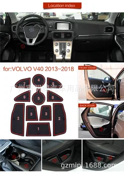 Kauçuk Kapı Oluk Mat Volvo V40 2013~2019 Kapı Depolama Yuvası Coaster Toz geçirmez kaymaz Araba Sticker Ped Aksesuarları