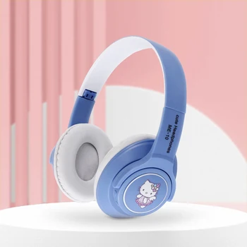 Kawaii Anime Karikatür Kt Kedi kablosuz kulaklıklar Sevimli 3.5 MM kablolu Kulaklıklar Bluetooth kulaklık İçin PS4 MP3 Çalar Kız Hediye