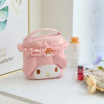 Kawaii Sanrioed Anime Benim Melody Cinnamoroll Kuromi Karikatür Seyahat saklama çantası Sevimli Taşınabilir El Kozmetik Çantası Kız Hediyeler