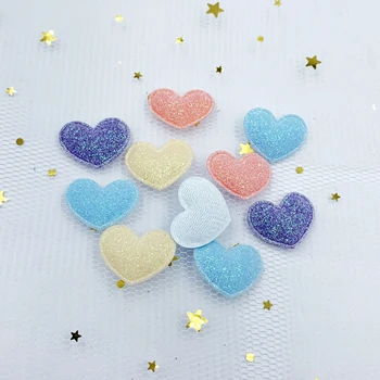 Kawaii Yastıklı Glitter Kalp Yamalar Parlak Aplikler Giysi Dikiş Malzemeleri DIY Zanaat Dekorasyon 18mm K29