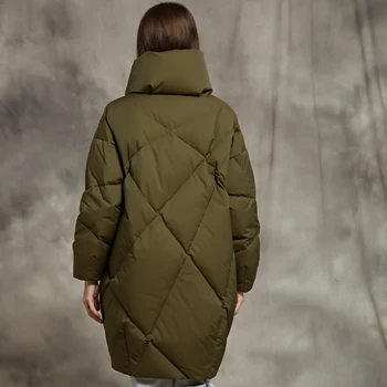 Kaz kürk palto Kış Lüks sıcak 90 % gerçek kaz uzun kaban kadın yüksek yaka siyah yeşil kalın sıcak uzun kaban s wq125