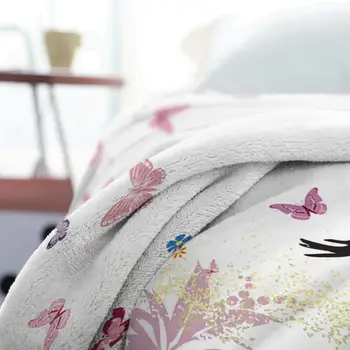 Kelebekler yatak battaniyesi Yumuşak Sıcak Seyahat Kamp Atmak Battaniye Çocuklar Yetişkinler için, Kız Çiçek Elbise Peri Melek Kanatları
