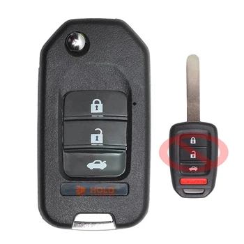 Keyecu MLBHLIK6 - 1T 3 Düğmeler 313.8 Mhz 433MHz ID47 Çip Yükseltilmiş Çevirme Uzaktan Araba Anahtarı Fob Honda Fit Civic CRV HRV CRV