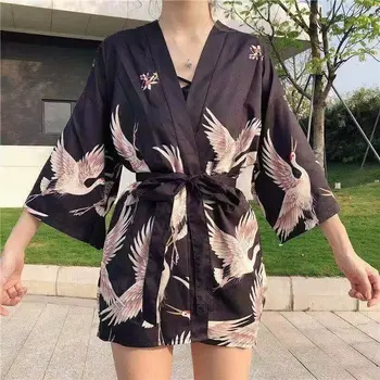 Kimono Kadın 2022 Japon Kimono Hırka Cosplay Gömlek Bluz Kadınlar için Japon Yukata Kadın Yaz Plaj Kimono