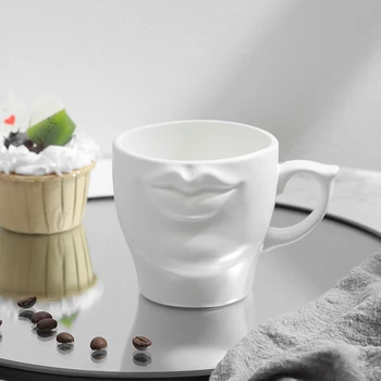 Kişiselleştirilmiş 3D Ağız Seramik Kahve Kupa Beyaz El Yapımı Porselen Çay süt kupası Yaratıcı Drinkware Anne İçin Özel Hediye Erkekler Kadınlar