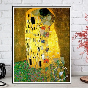 Klasik Sanatçı Gustav Klimt Altın Gözyaşları Ve Öpücük Soyut AB Matkaplar Elmas Boyama Fotoğraf Sanat Mozaik Çapraz Dikiş Dekor