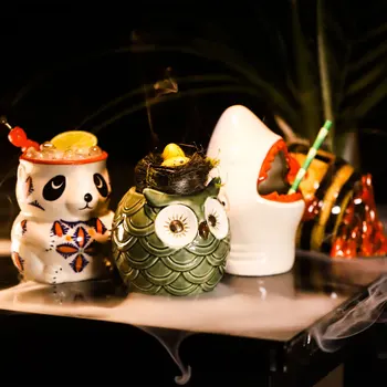 Komik Tiki Kupalar Seramik Hawaiian Luau Parti Kupalar Drinkware Bar Hayvan Kokteyl Bira Tiki Fincan Sevimli Panda Egzotik Şarap Bardağı Bar Aracı