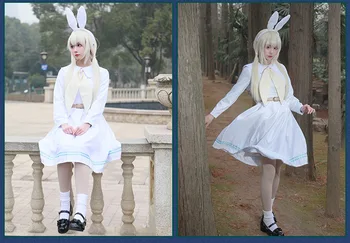 Kostüm Üniforma Tavşan Hayvan Sevimli Elbise Anime Beastars Haru Cosplay Beyaz ve ayakkabı Kızlar Cosplay Kıyafetler Halloween uygun Senpai