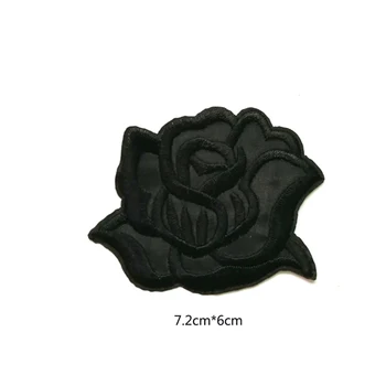 Kumaş Işlemeli Siyah Gül Çiçek Yama Giysi Çıkartmalar Çanta Dikmek Demir On Aplike DIY Giyim Dikiş Giyim Aksesuarları B40