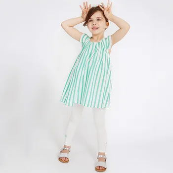 Küçük Maven Yeni Yaz Çocuk Giyim Tatlı Kolsuz Çapraz Çizgili Baskılı Kumlar O-Boyun Dokuma 1-6yrs Pamuk Kız Elbise