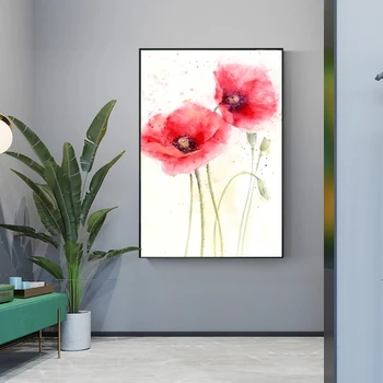Kırmızı Haşhaş Çiçekler Posteri ve Resimleri Bitki Tuval Boyama Posteri Dekor Baskı Oturma Odası için Ev duvar sanat dekoru Cuadros