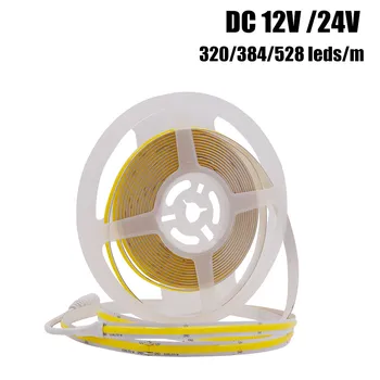 Kısılabilir Dokunmatik Anahtarı COB LED Şerit DC12V 24V 320 384 528 LEDs / m Sıcak / Doğa / Soğuk Beyaz Kırmızı Mavi Yeşil Esnek kabin lambası