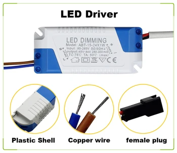 Kısılabilir LED sürücüsü 3W 7W 12W 15W 18W 24W Güç Kaynağı sabit akım lamba adaptörü Trafo 300mA İçin LED Downlight Dimmer