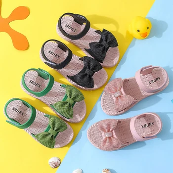 Kız Ayakkabı Kelebek düğüm kaymaz Yumuşak Çocuklar Yürümeye Başlayan Bebek Ayakkabıları Yaz Koreli çocuk Kız Prenses Burnu açık plaj sandaletleri