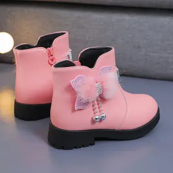 Kız Pamuk Çizmeler çocuk sıcak ayakkabı Kış Moda Yay Çizmeler Kız Ayakkabı Çizmeler Çocuklar Kızlar için Yürümeye Başlayan Kız Ayakkabı Kış